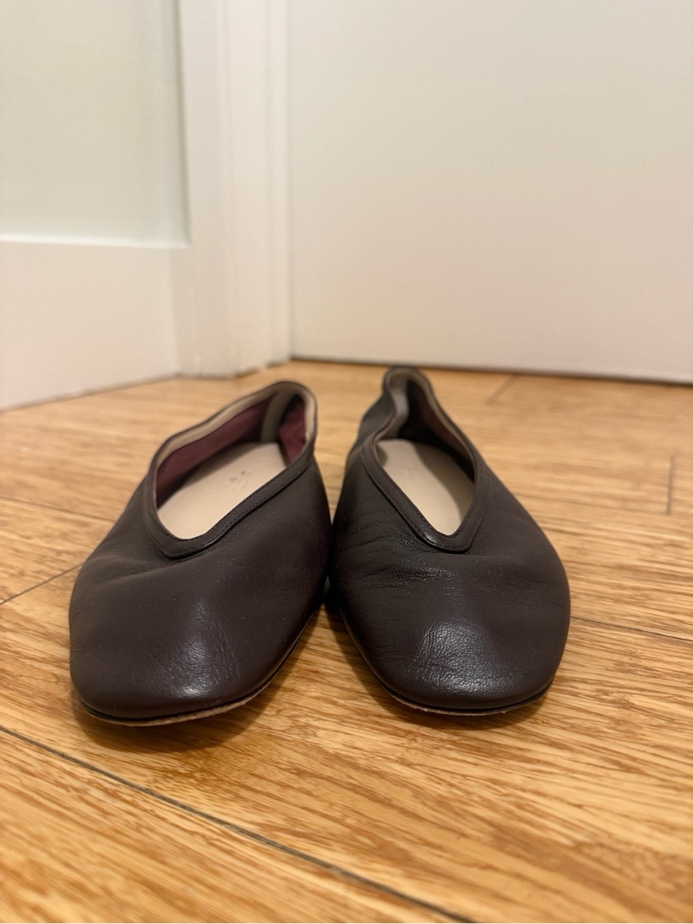 Le Monde Béryl Brown Leather Ballet Flats — Size 37.5